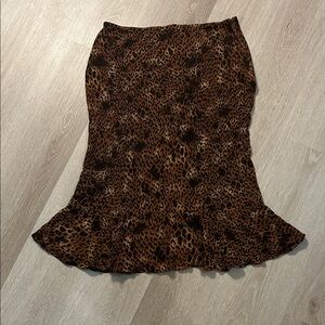 Vintage White Stag Leopard Print Fit and Flare Skirt Sz XL